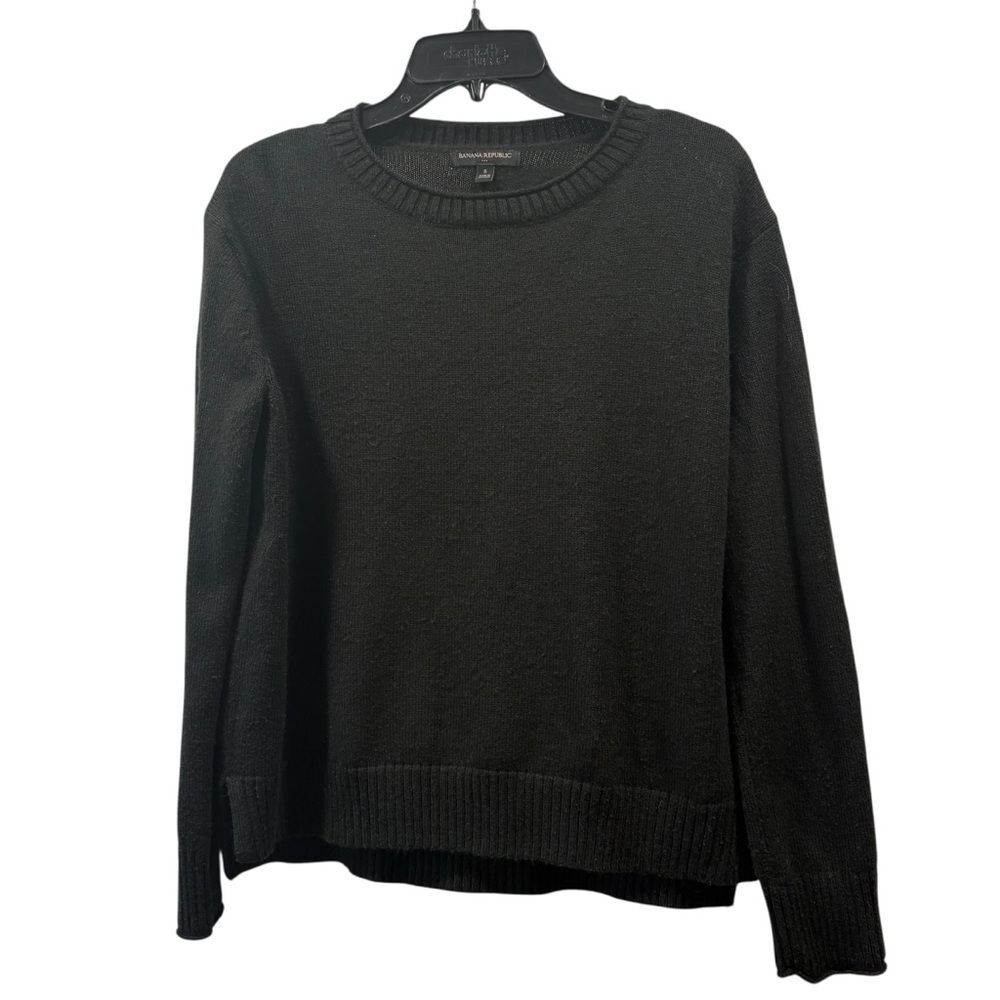 Banana Republic Factory Black Boxy Crewneck Sweater Size S